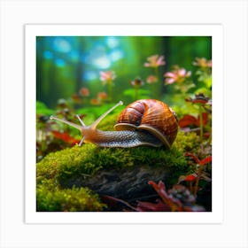 Snail In The Forest Art Print