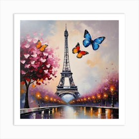 Paris With Butterflies 64 Art Print