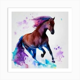 Horse Watercolor Painting Art Print