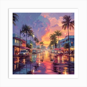 Sunset In Miami 2 Art Print