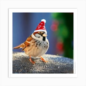 Firefly Cheerful Winter Sparrow In Festive Attire 69562 Art Print