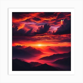 Sunset Over Mountains Art Print