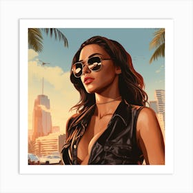 Grand theft auto A Miami Dua Lipa Wearing Sunglasses Art Print