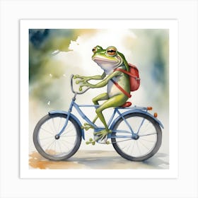 Frog On A Bike 2 Art Print