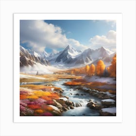 Mountain Stream In Autumn Art Print