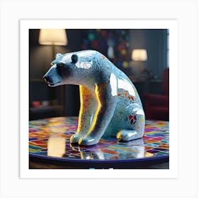 Polar Bear on Glass Tabletop Art Print