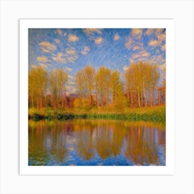 Pond With Trees Art Print