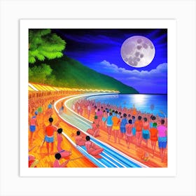 Beach At Night Art Print