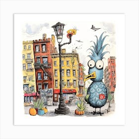 Bird On A Lamppost 1 Art Print