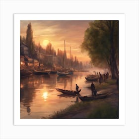 Sunset By The River Art Print