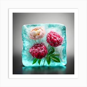 Peonies On Ice Art Print