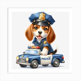 Beagle Police Officer Art Print