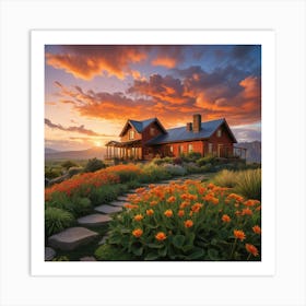 Sunset At The Cabin 2 Art Print