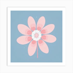 A White And Pink Flower In Minimalist Style Square Composition 560 Art Print