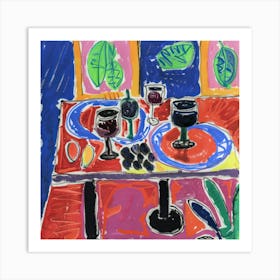 Table With Wine Matisse Style 5 Art Print