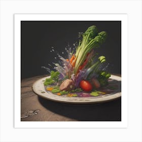 Splashing Vegetables Art Print