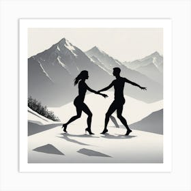 Couple Dancing In The Snow Art Print