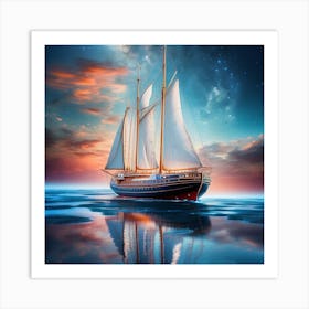 Sailboat On The Ocean Art Print