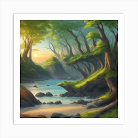 Fantasy Landscape With Trees Art Print