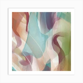 Colourfull Waves Square Abstract Painting Art Print