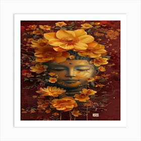 Buddha With Flowers Art Print