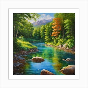 River In The Woods Art Print