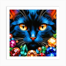 Black Cat With Jewels Poster