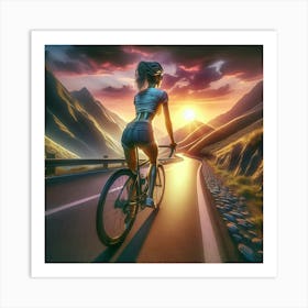 Cycling Up Mountain Road Art Print