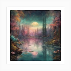 Moonlight In The Forest Art Print