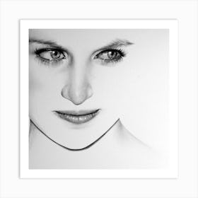 Princess Diana Minimal Portrait Black and White Drawing Art Print