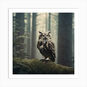 Owl In The Forest 52 Art Print