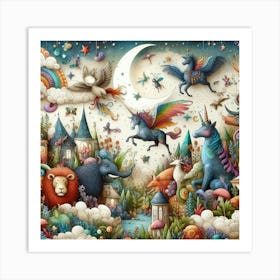 Unicorns And Fairies Art Print