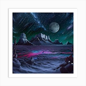 Landscape With Moon And Stars Art Print