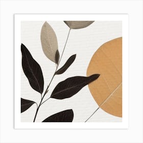 'Black & White Leaves' Art Print