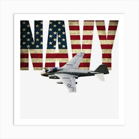 Grumman A 6 Intruder Us Navy Plane American Flag Art Print