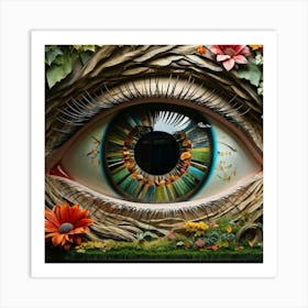 Colossal Building Sized Eye Divided In Layers To Represent Different Seasons Seasonal Themed Floors Art Print