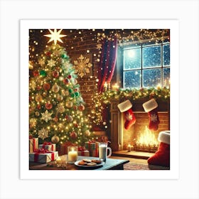 Christmas In The Living Room Art Print