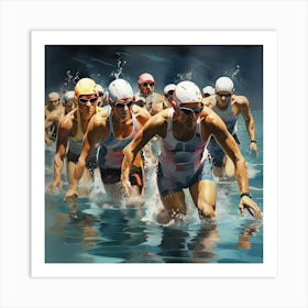 Racing Swimmers Art Print 0 Art Print