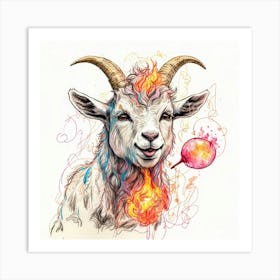 Goat On Fire 7 Art Print