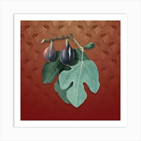 Vintage Fig Botanical on Falu Red Pattern n.2516 Art Print