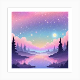 Sky With Twinkling Stars In Pastel Colors Square Composition 168 Art Print