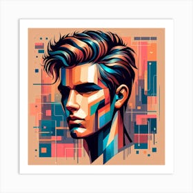 Abstract Man'S Face Art Print