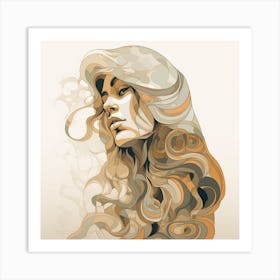 That Vibe by F Parrish | line art | female art | female head | retro art | neutral colours | FParrish Art Prints Art Print