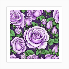 Realistic Lavender Rose Flat Surface Pattern For Background Use Ultra Hd Realistic Vivid Colors (7) Art Print