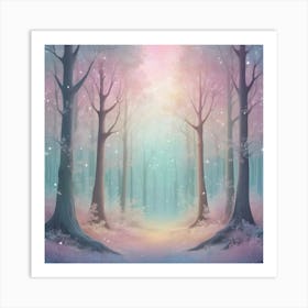 A Fantasy Forest With Twinkling Stars In Pastel Tone S 1 Art Print