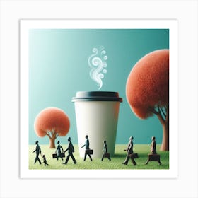 Coffee Cup With People Art Print