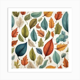 Leaves Drawing Pattern Nature Art Print 1 Art Print