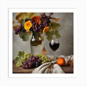 Autumn Grapes And Wine Art Print