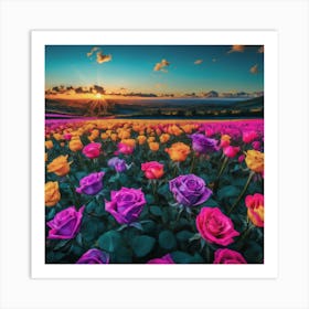 Sunset Roses Poster