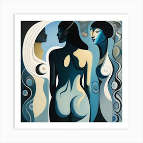 Three Nude Women Art Print